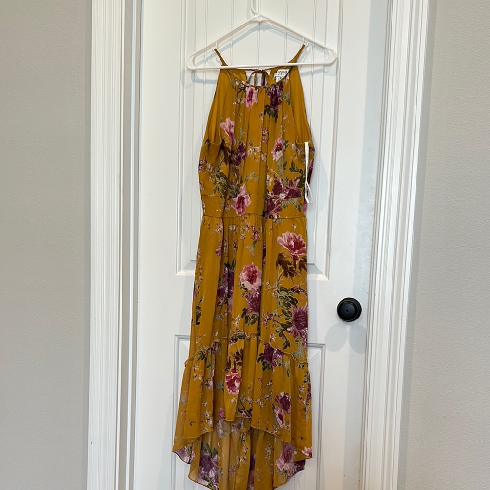 Floral Mustard High-Low Dress